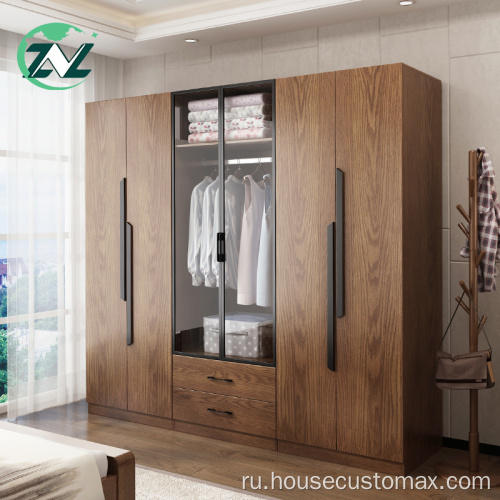 Nordic Спальня Armoire Деревянный Шкаф Шкаф Стеклянная Дверь